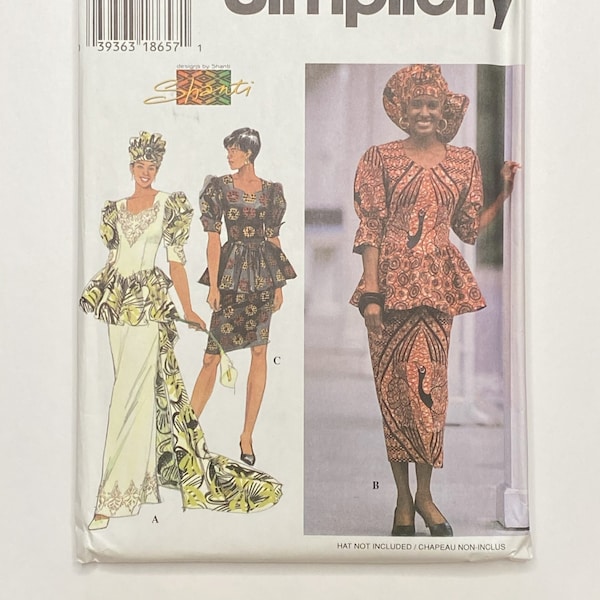 Simplicity 7055, 90's Sewing Pattern for Misses' African Two Piece Dress, Size 8-10-12-14