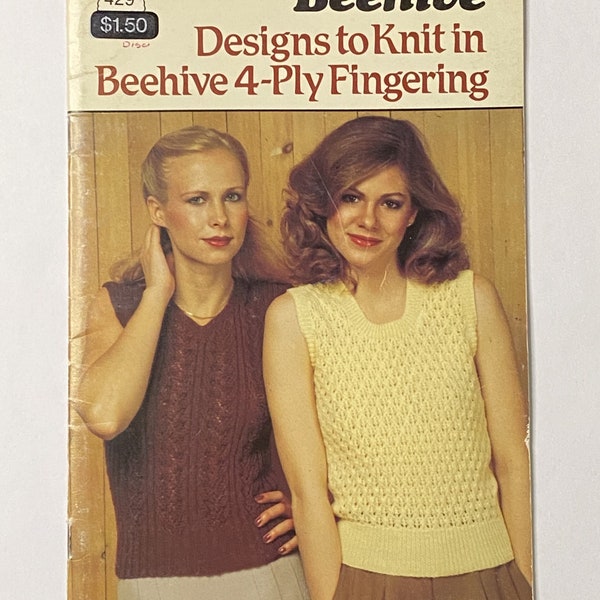 Patons Beehive 429, 80's Knitting Pattern Book, Designs To Knit in Beehive 4-Ply Fingering