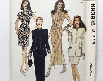 Misses' Dress, Unlined Jacket & Skirt, Size 8-12, Easy McCall's 6939 Sewing Pattern