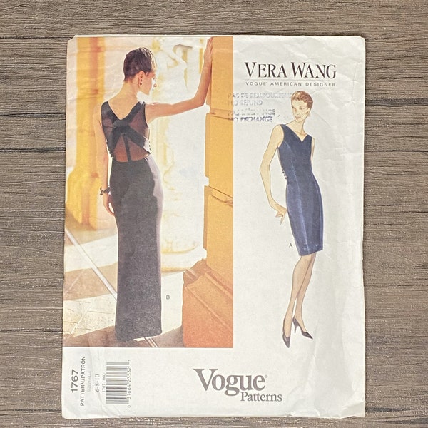 Vogue 1767 Misses' Dress Vera Wang, Size 6-10 Cut Sewing Pattern