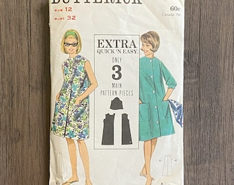 Misses' Quick N' Easy Beach Dress, Size 12 Bust 32 Inch, Butterick 3227, 60's Cut Sewing Pattern