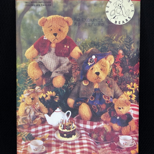 Patron de couture artisanale Butterick 5029 des années 90, famille Beardeaux Bear