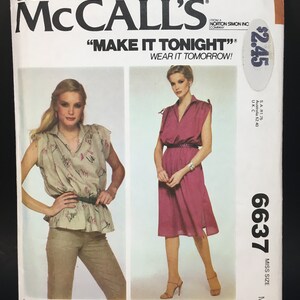 Misses' Pullover Dress or Top, Size 14 16 Bust 36 38 Inches, McCall's 6637, 70's Sewing Pattern image 2