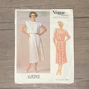 Vogue American Designer KASPER 1544, Misses' Dress Sewing Pattern, Cut Size 12 image 1