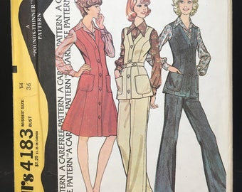 McCall's 4183 Sewing Pattern for Misses' Jumper, Vest & Pants, Size 14