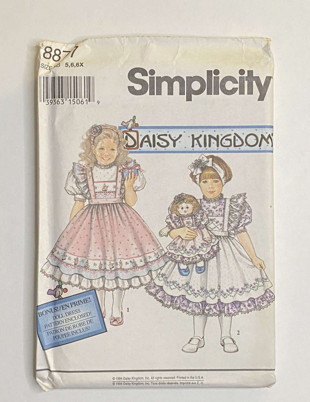 Simplicity 8877 Girls Daisy Kingdom Dress & Pinafore Pattern, Size 56X Etsy