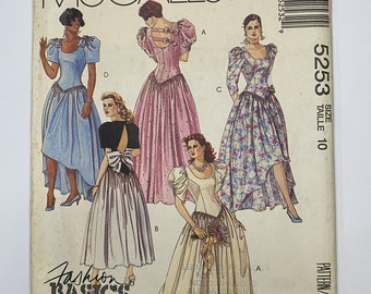 McCall's 5253, Bridesmaids Gowns or Wedding Dress, Size 10, 90's Sewing Pattern