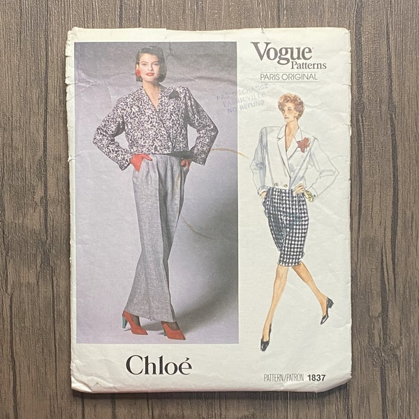 Misses' Jacket, Pants & Shorts, Size 12, Vogue Patterns Paris Original 1837, Chloe