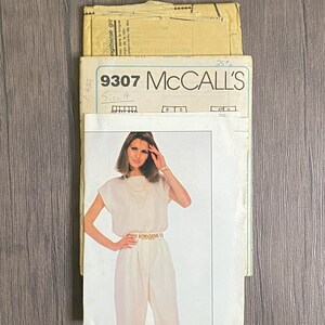 Patron de couture années 80 pour pantalon et ceinture pour femmes, taille 14, McCall's 9307 image 2