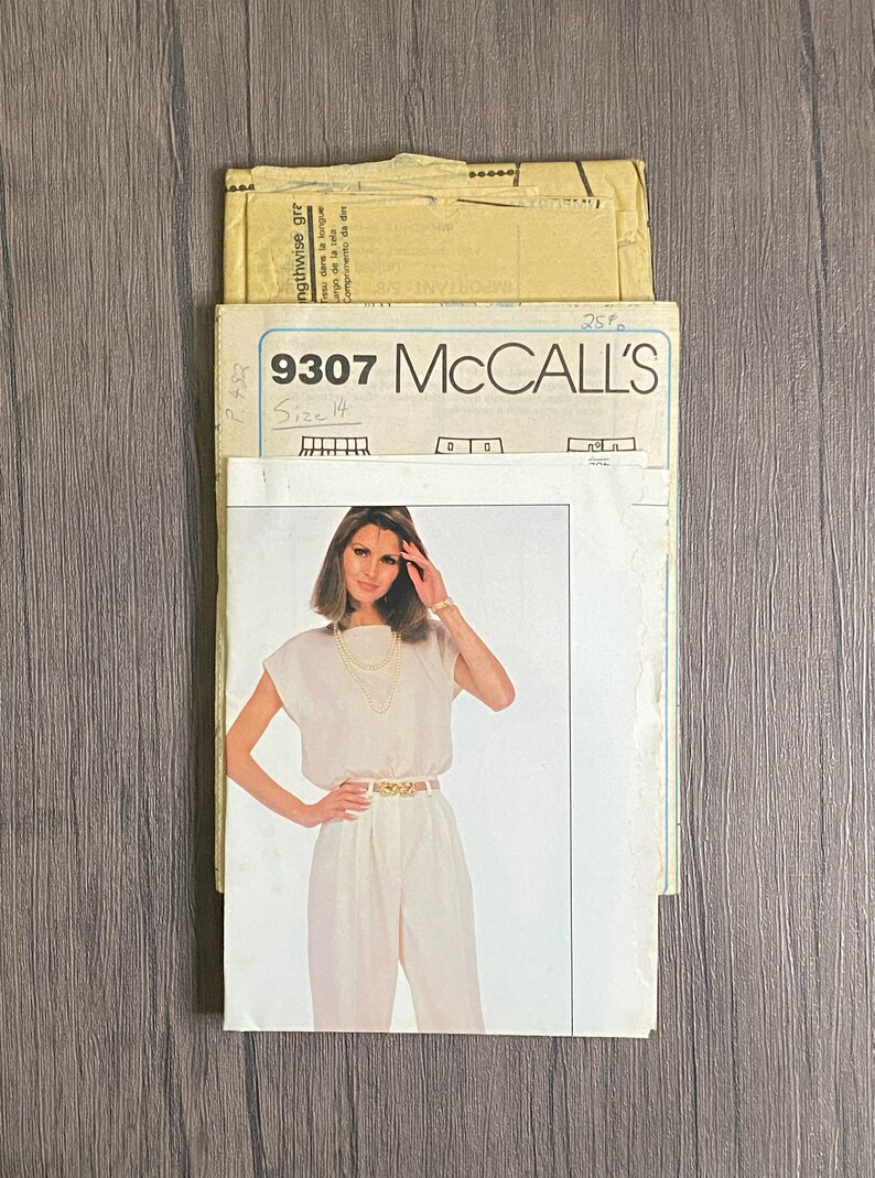 Patron de couture années 80 pour pantalon et ceinture pour femmes, taille 14, McCall's 9307 image 2