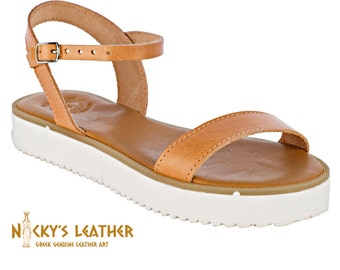 ladies chunky leather sandals