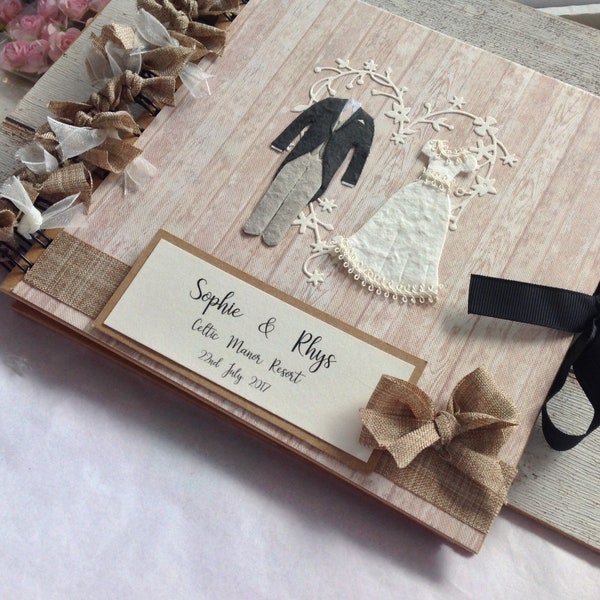 Personalised Wedding Album/ Guestbook/Photo Album/ Rustic Scrapbook Wedding Album photos shiplap, bularp