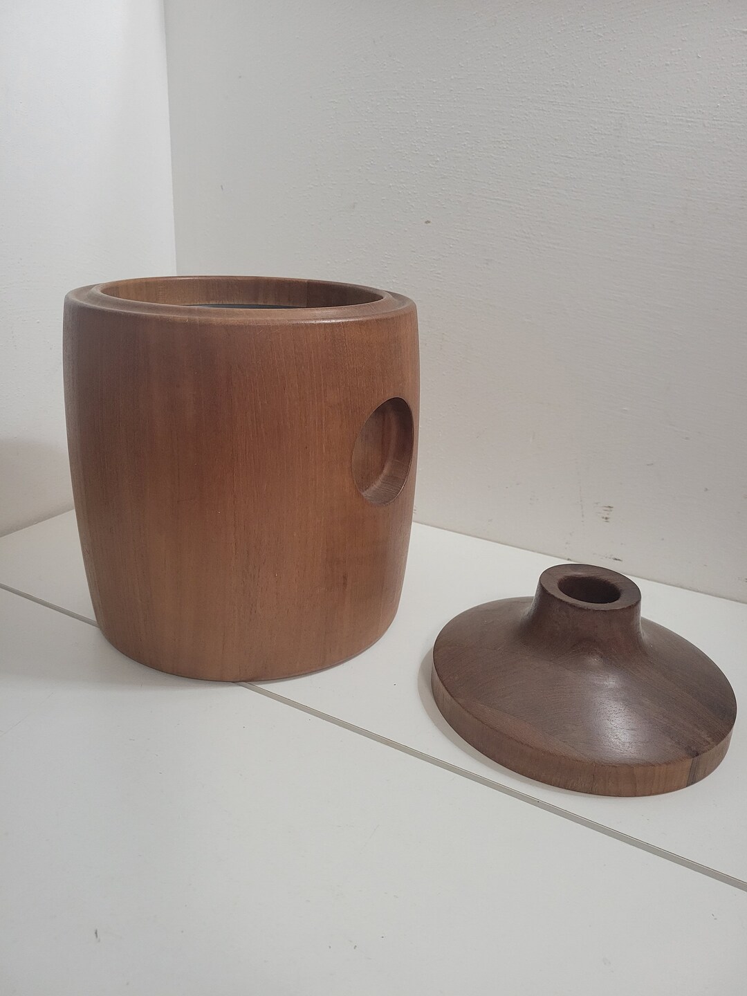 Vintage Jensen Teak Ice Bucket Designer Henning Etsy