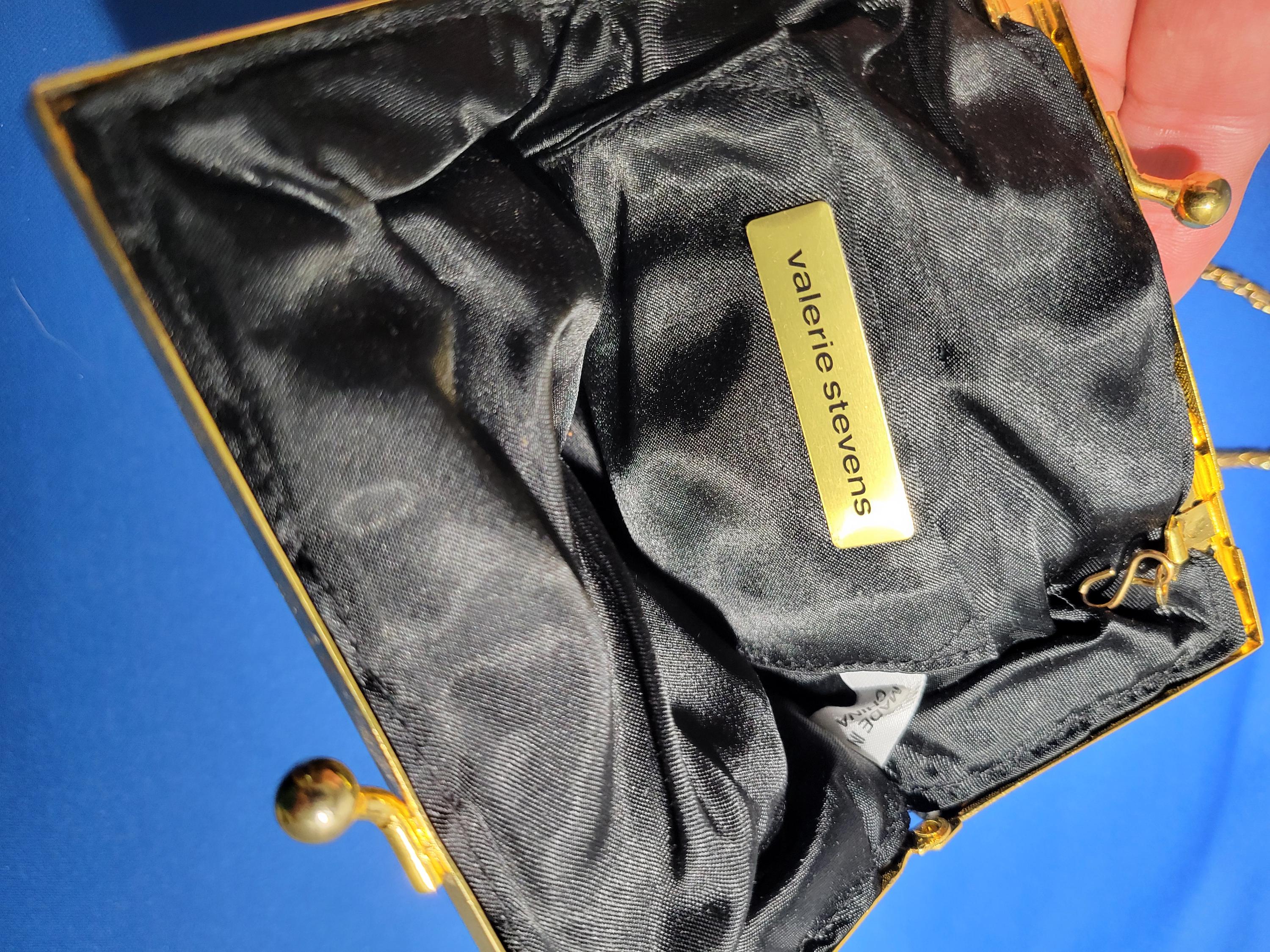 Pochette Perle Valerie Stevens Noir Forme Coquillage - Occasion - Style Soirée