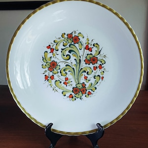 Vintage Porsgrund of Norway Signed Hand-Painted Plate, Rosemaling