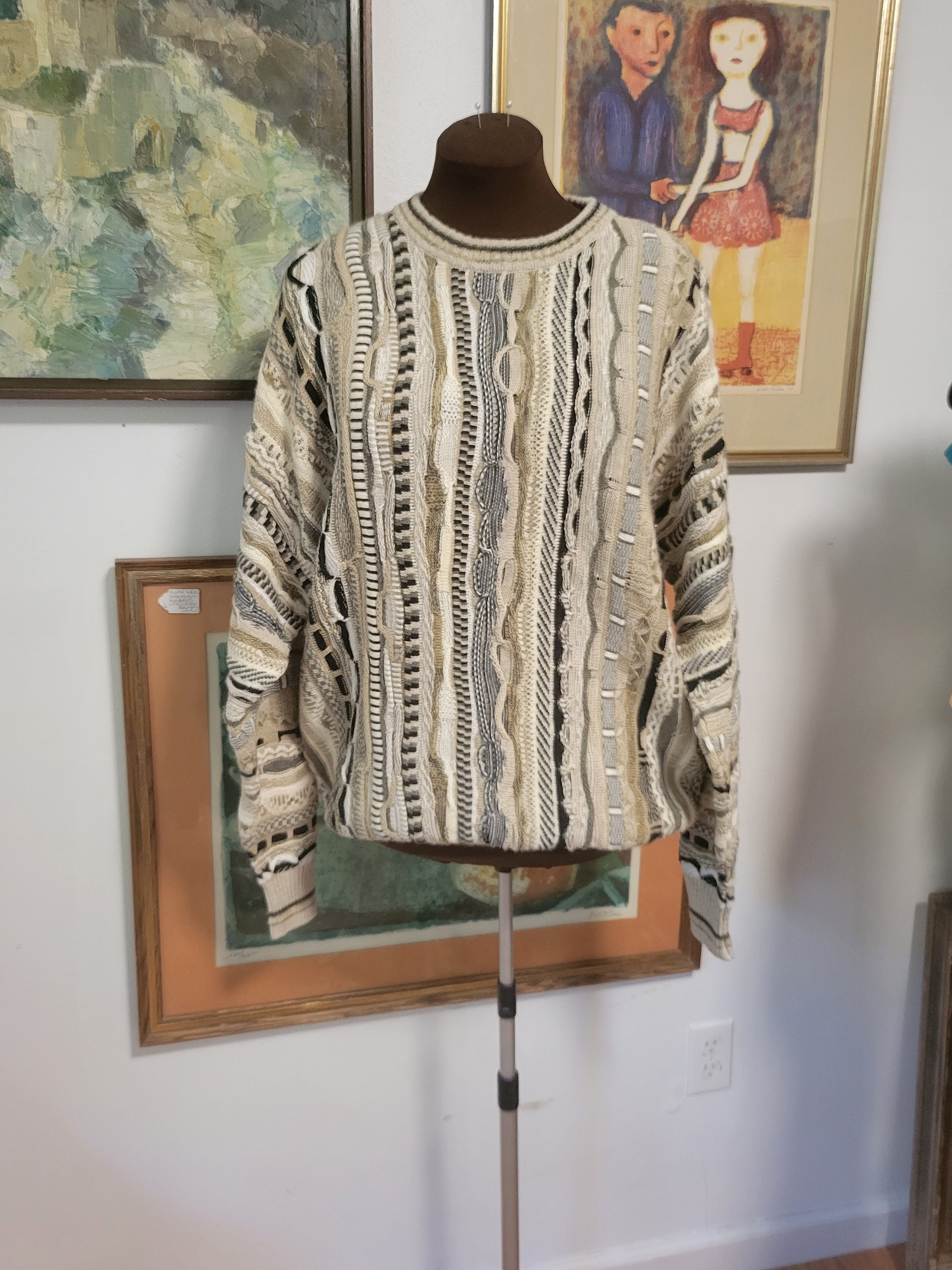 Alfani Sweater Men's L V Neck Argyle Multi Color LS knit cotton New  brown Modern