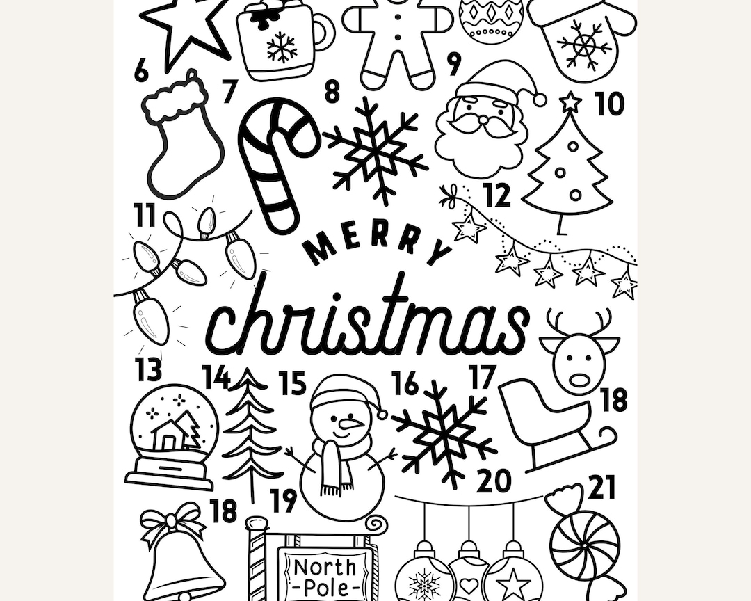 Christmas Countdown Coloring Page, Advent Calendar Printable for Kids ...