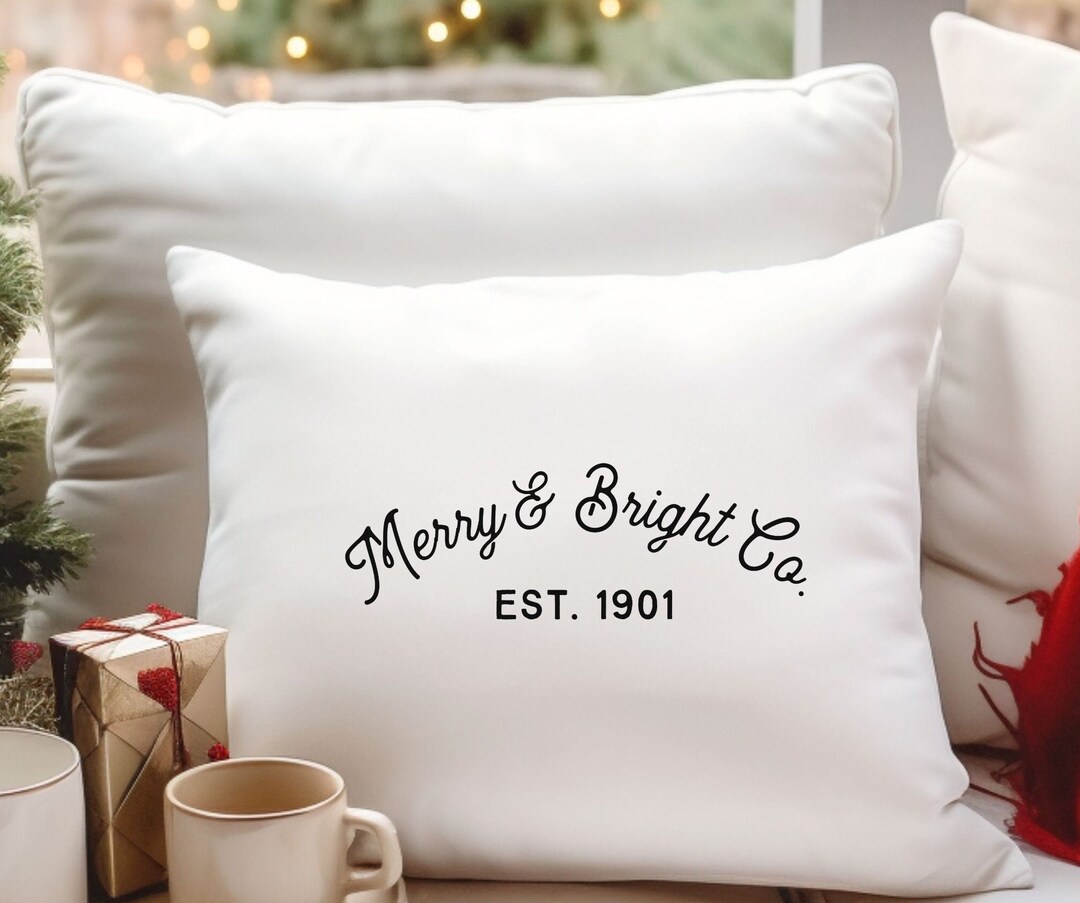 Merry & Bright Co. Christmas Throw Pillow 4 Sizes Cute Etsy