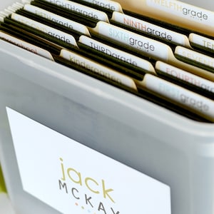 Personalized School Memory Box Labels: Milestone Tote Organizer (Digital Printable)