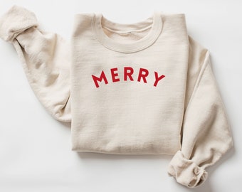 Merry Sweatshirt | Merry Christmas Sweatshirt | Christmas Sweatshirt for Women | Christmas Crewneck Sweatshirt | Holiday Sweater