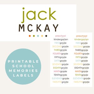 Personalized School Memory Box Labels: Grade Level File Folders (Digital Printable Files)
