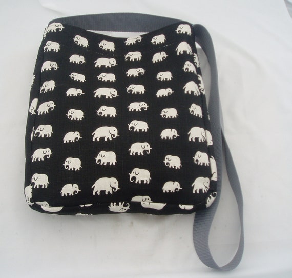 Handmade Messenger Cross Body Bag Handbag from Vintage Svenskt Tenn Elefant pattern Fabric Estrid Ericson free UK p&p Mid Century Elephant