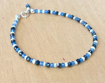 Silverite Chalcedony Bracelet: Sterling Silver Gemstone Stacking Bracelet