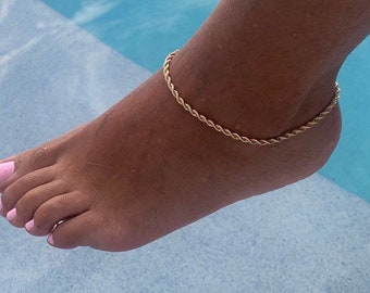 14k Gold Rope Ankle Bracelet 2024 favors