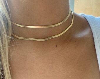 Gold band choker necklace sale