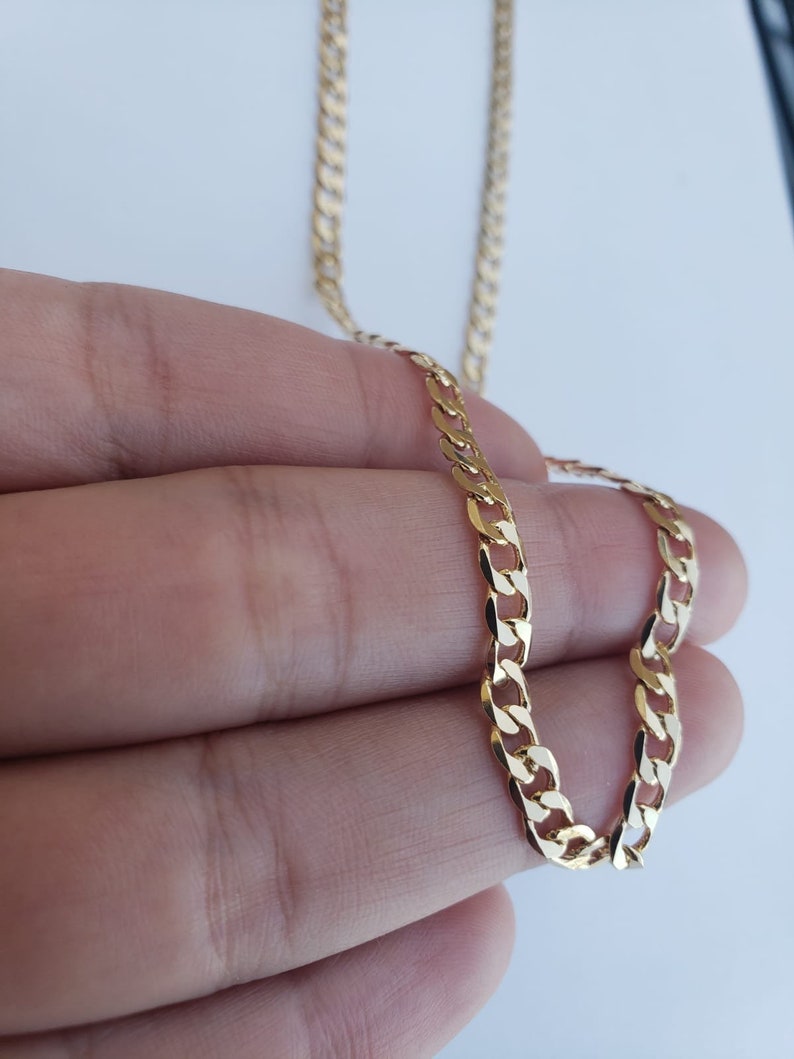 Fusion Polished Curb Link Necklace (43cm) In 18ct Yellow Gold - Brilliant Cut, Pave Set