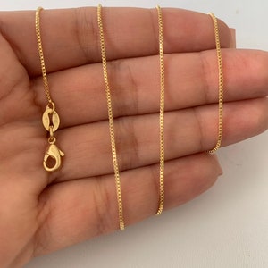 18K Gold Filled Box Chain Necklace, 1.0 mm ,16, 18, 20 inch