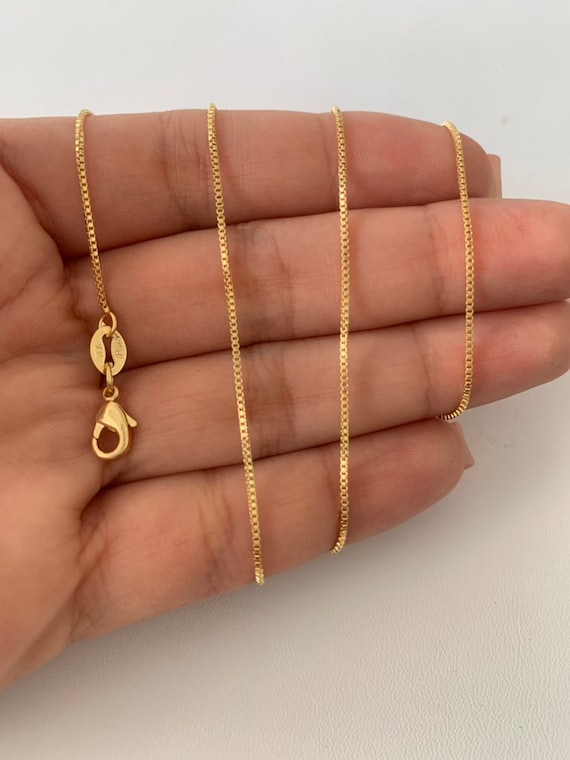 Solid Box Chain Necklace 10K Yellow Gold 24