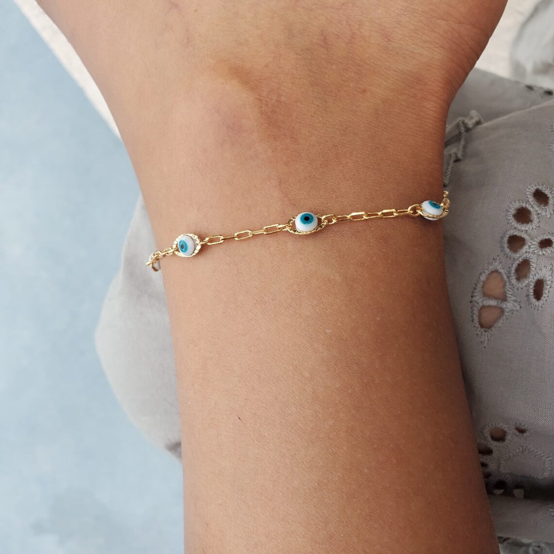 Eye Anklet Paper Clip Gold Anklet Dainty Anklet 18 K Gold Etsy UK