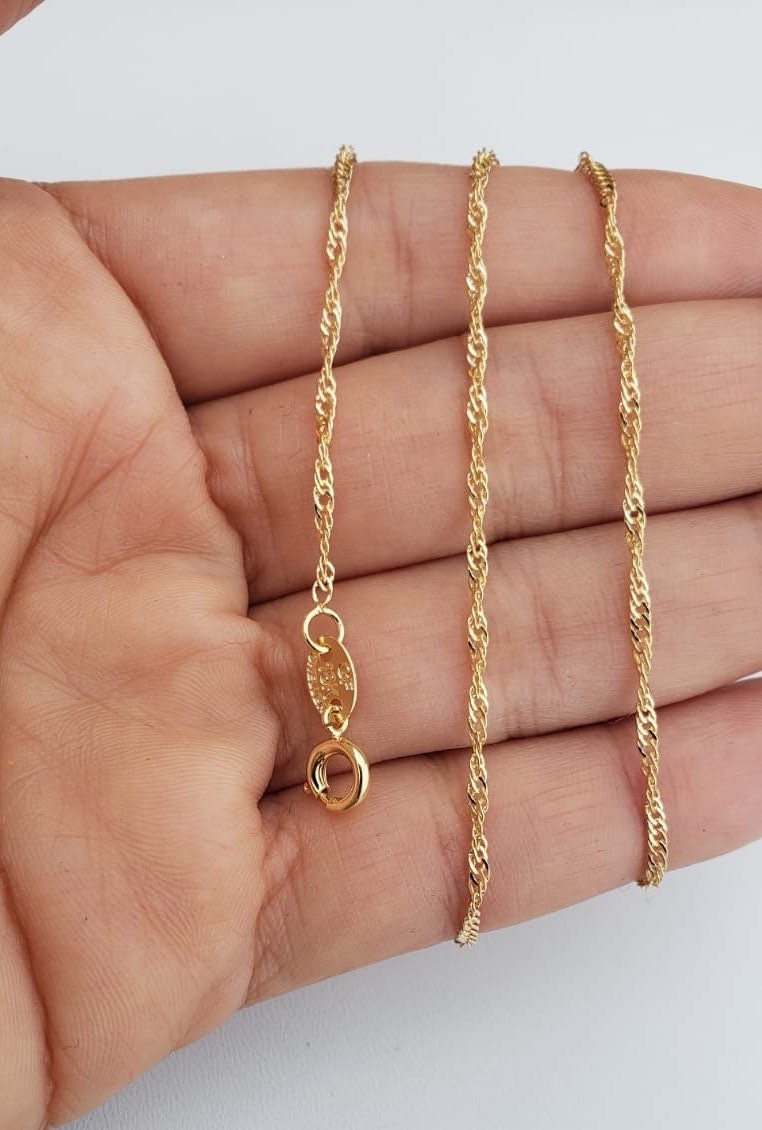 18 K Gold Filled Singapore Twist Chain Chain Etsy Sweden