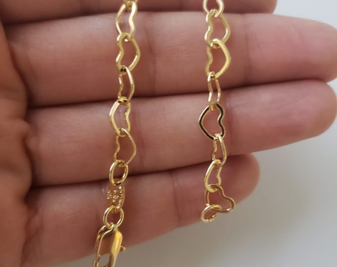 Gold Heart Bracelet , Gold Filled Friendship Bracelet , Love Bracelet, Dainty Bracelet , Dainty ...