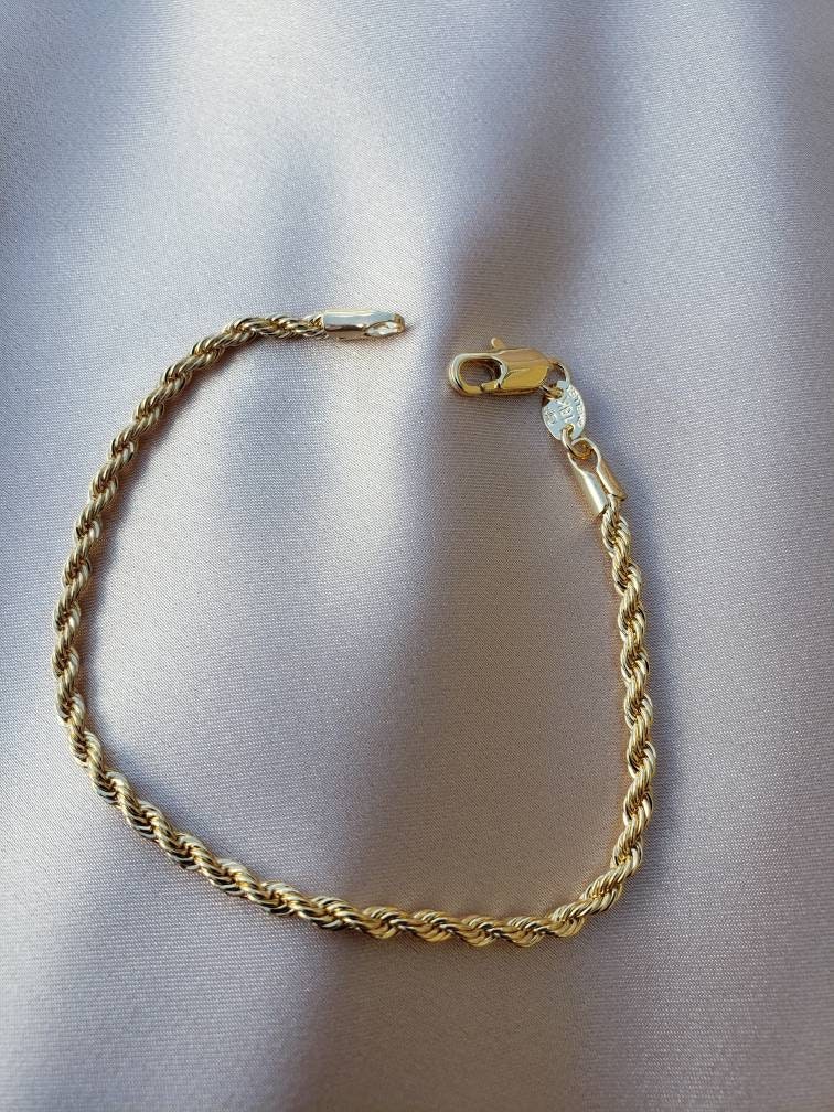 18 K Gold Filled Rope Bracelet Gold Chain Bracelet Rope Etsy