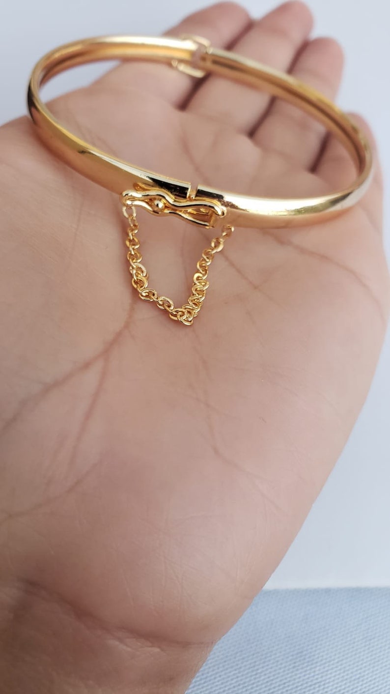 Gold bangle bracelet for women Plain Gold cuff bracelet Etsy
