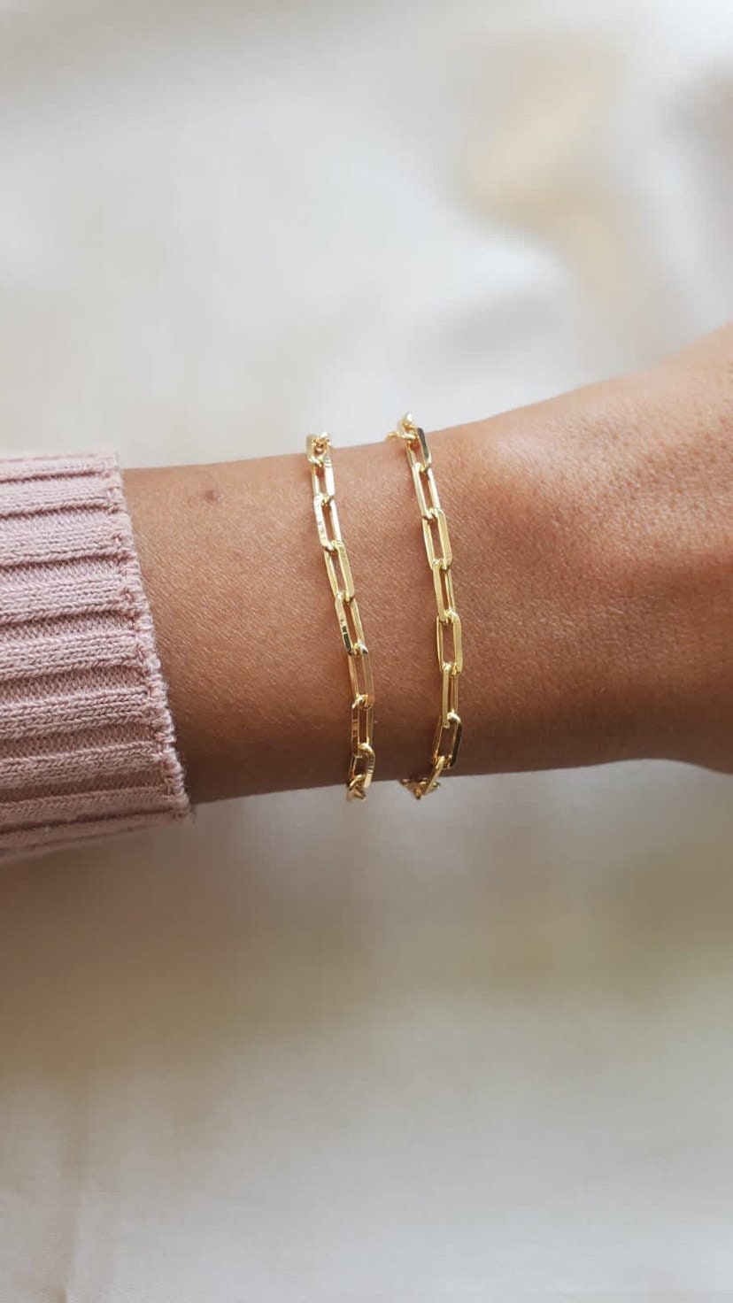 Gold Paper Clip Bracelet 18k Gold Filled Paper Clip Etsy
