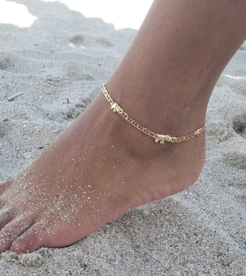 18k Gold Filled Elephant Anklet Elephant Anklet Gold 18 K Etsy