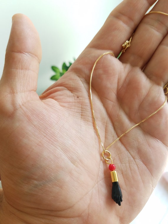 Collar de mano Figa relleno de oro de 18 K Azabache relleno | Etsy México