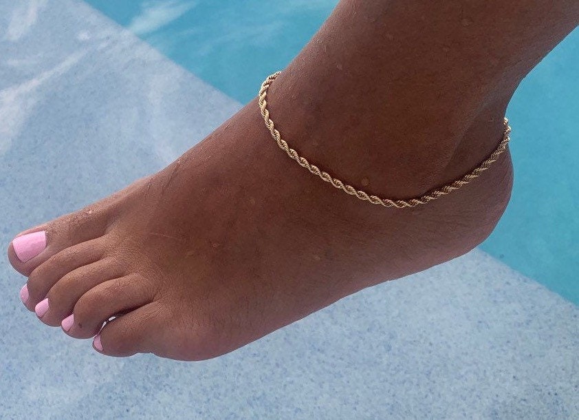 14k gold rope ankle clearance bracelet