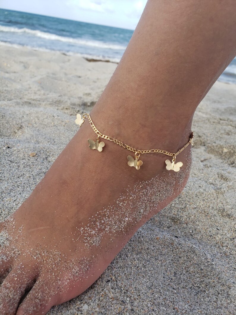 gold plated butterfly anklet
