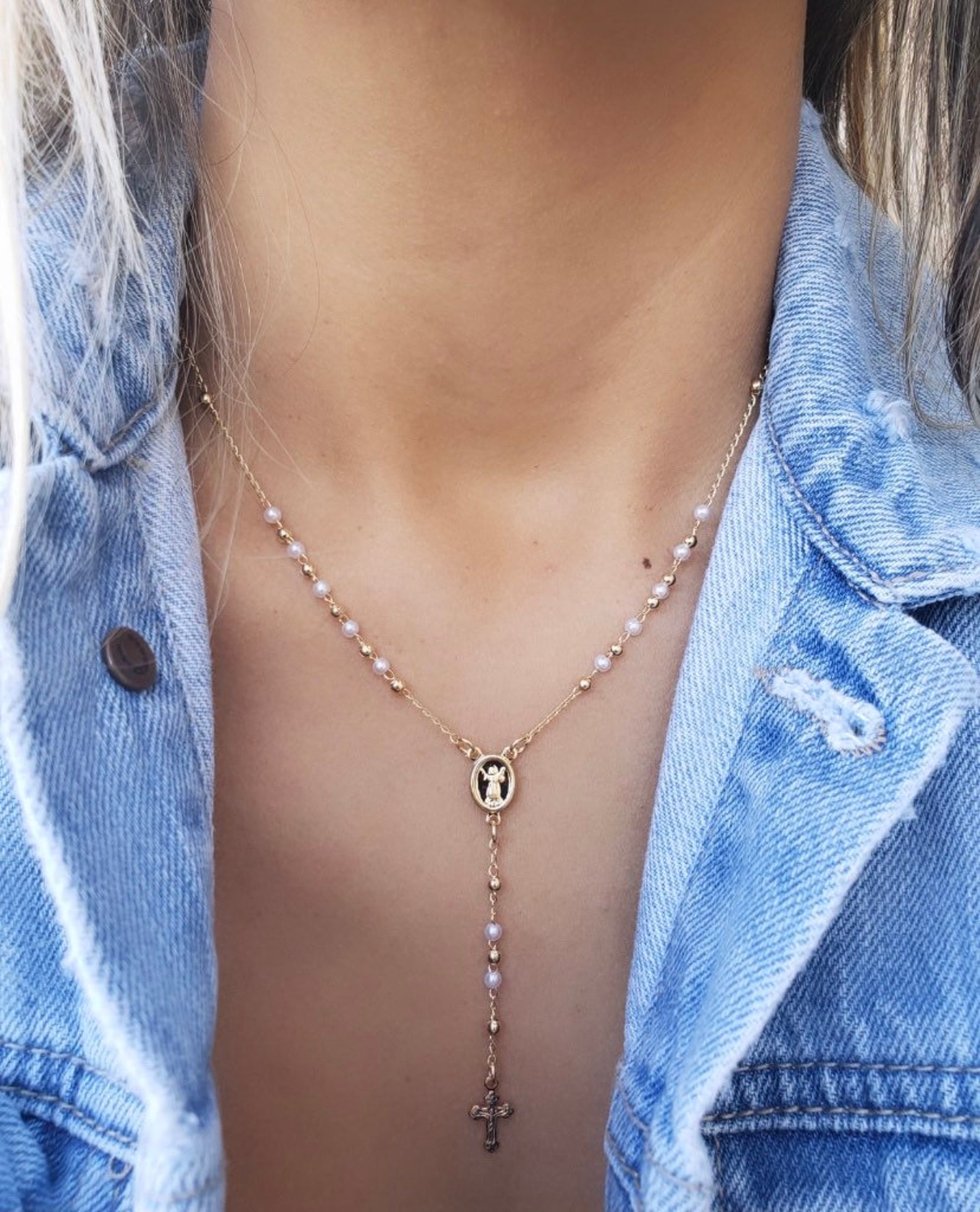 18k Gold Filled Rosary Necklace Gold Plated Rosary 18 K Etsy