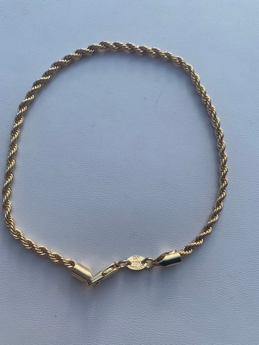 Rope Anklet 18 k Gold Filled Rope Ankle Sets Bracelets Etsy