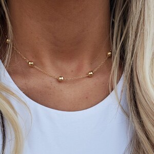 Dainty Gold Filled Choker , Beaded Choker , GoldLink  Necklace - Layering Necklace - Everyday Jewelry - Gift for Her - Bridesmaids Gift
