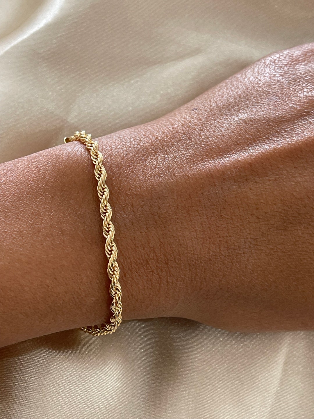 18 K Gold Filled Rope Bracelet, Gold Chain Bracelet, Rope Bracelet