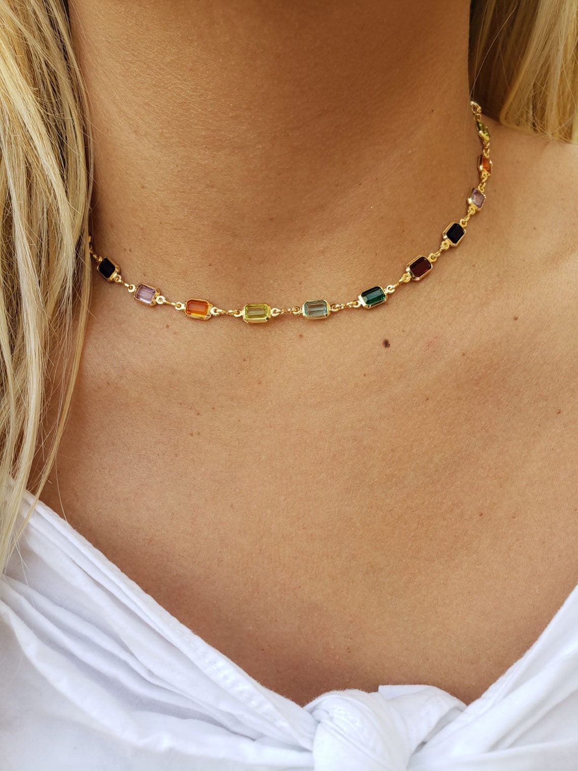 Gold Halskette Bunte Halskette Stein Halskette Edelstein Etsy de gold-halskette-bunte-halskette-stein-halskette-edelstein-etsy-de
