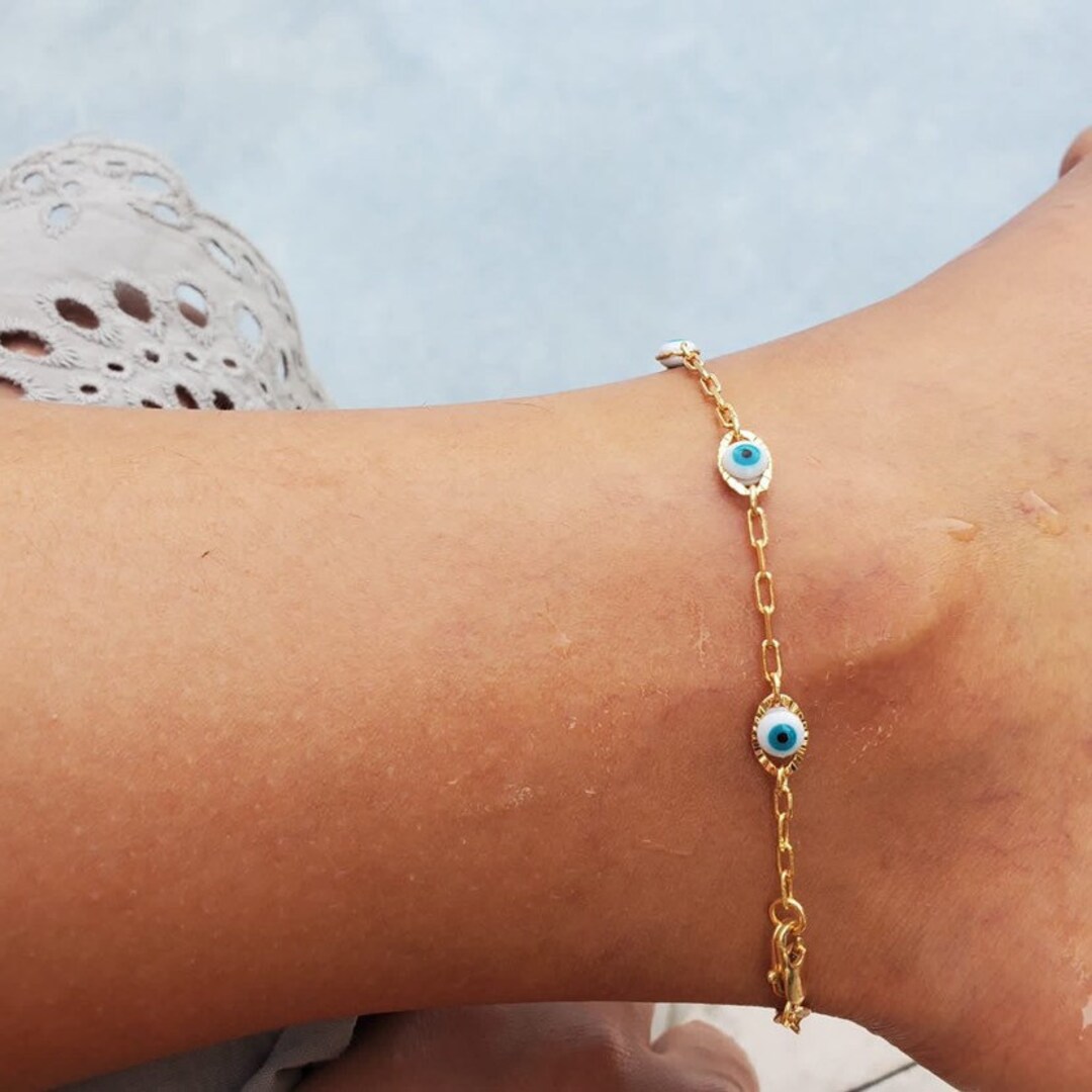 Eye Anklet Paper Clip Gold Anklet Dainty Anklet 18 K Gold Etsy UK