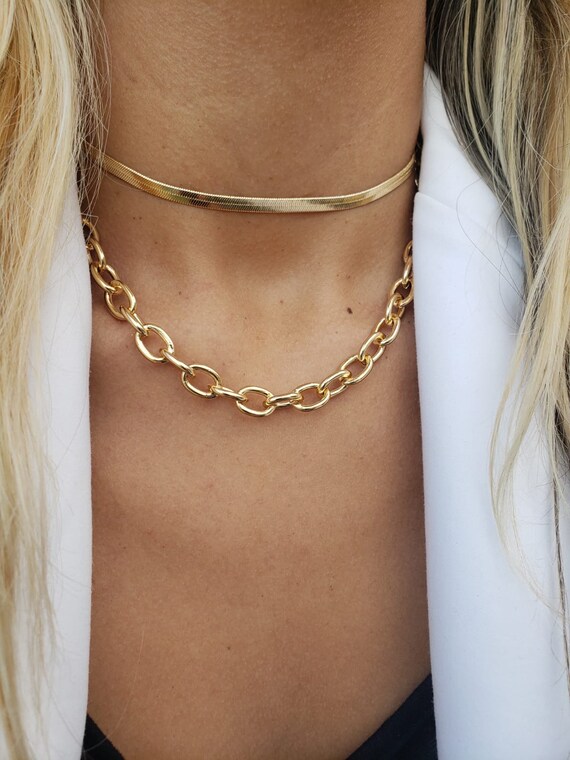4 MM 18 K Herringbone Chain Herringbone Gold Choker High