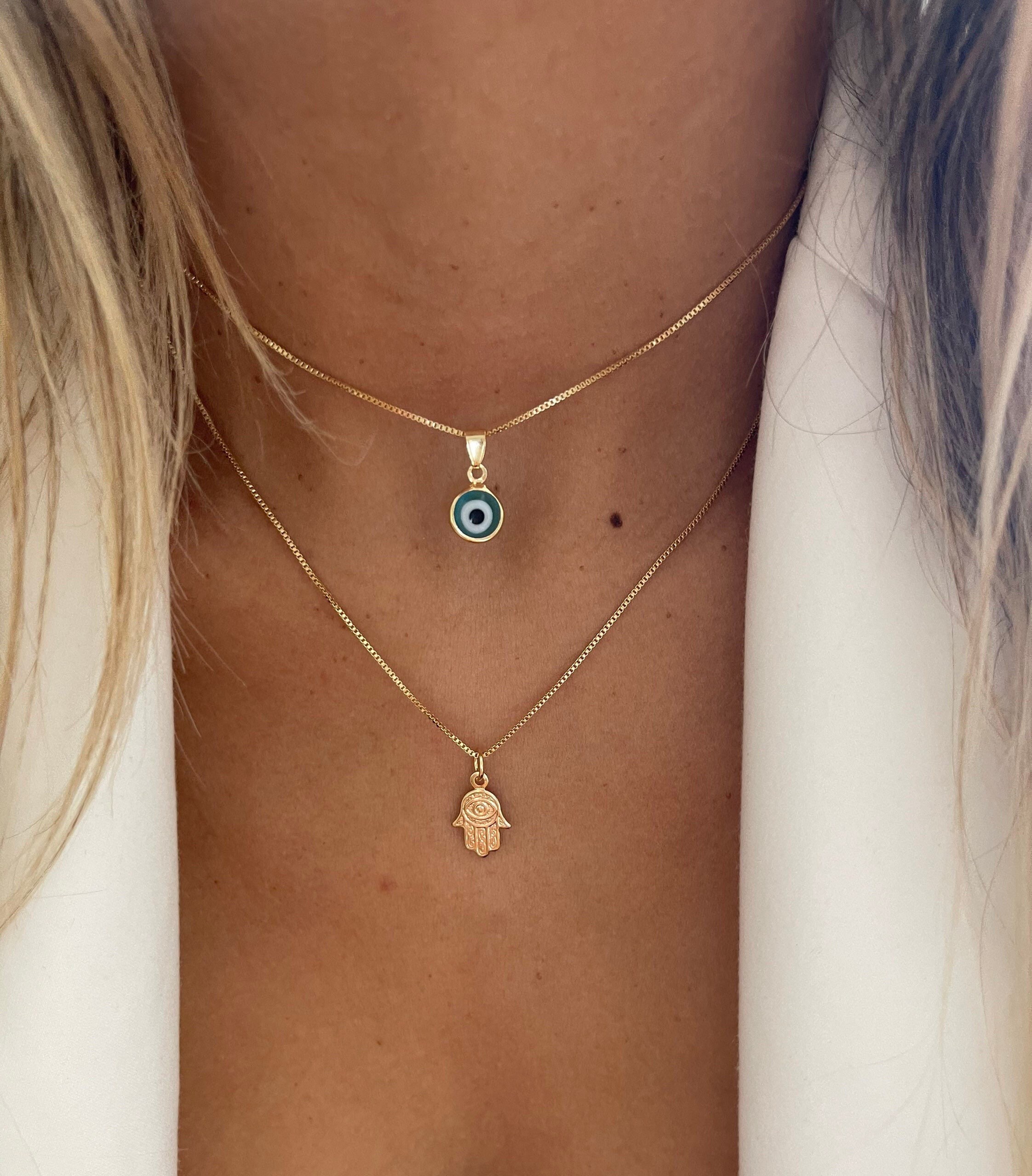 Hamsa layered necklace sale